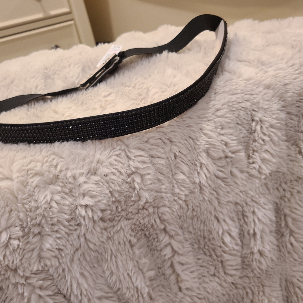Black bedazzled belt WHBM